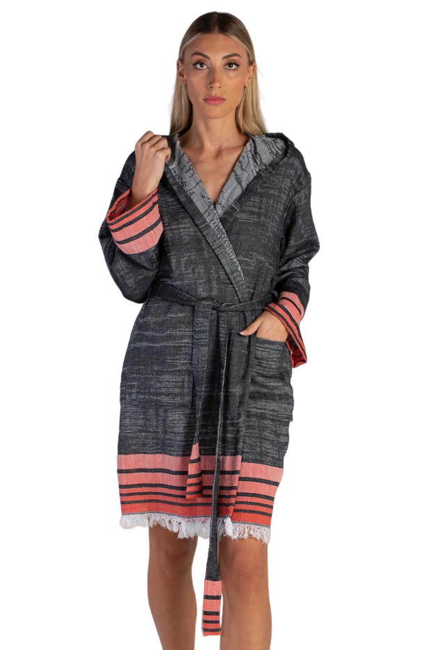 Oltu Hooded Cotton Bath Robe, Nightwear, Dressing Gown